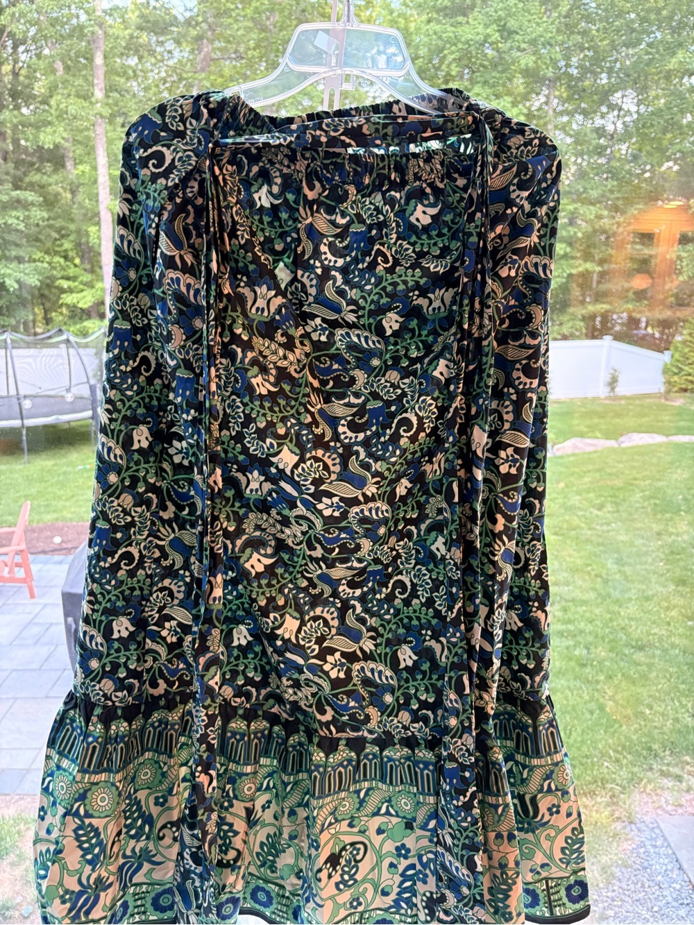 Tuckernuck Navy Green Cream Floral Maxi Skirt